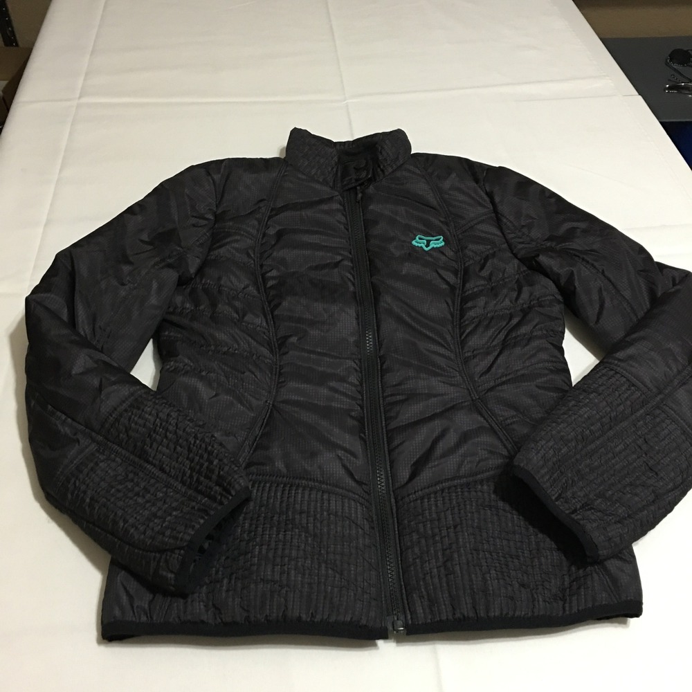 Fox Racing Puffer Jacket Womens Small Black Quilted Full Zip Lightweight